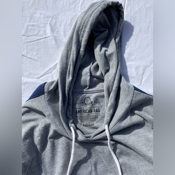American Rag | Shirts | Mens Longsleeve Shirt With Hood Gray With Blue  Stripe Mens Medium | Poshmark